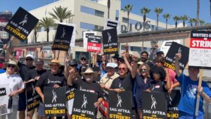 Michael Chiklis Instagram - The real strike team! The shield reunion on the picket line at Fox studio. Today was a bitter, sweet affair. Seeing all my dear friends together again was wonderful, but unfortunately, for reasons, we all wish were not necessary. @sagaftra @wgawest @wgaeast