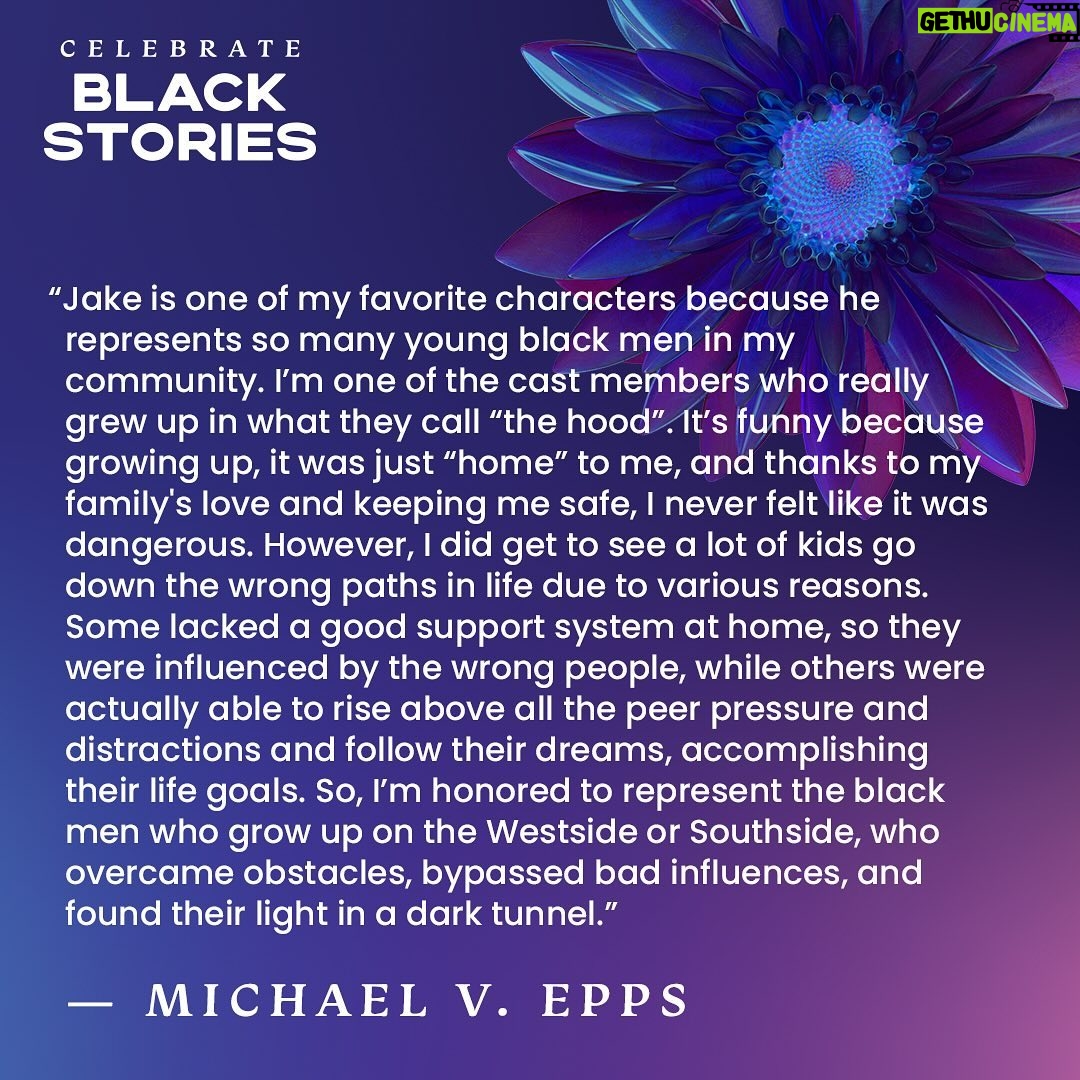 Michael Epps - 19.1K Likes - “Jake is one of my favorite characters because he represents so many young black men in my community. I’m one of the cast members who really grew up in what they call ‘the hood’. It’s funny because growing up, it was just ‘home’ to me, and thanks to my family’s love and keeping me safe, I never felt like it was dangerous. However, I did get to see a lot of kids go down the wrong paths in life due to various reasons. Some lacked a good support system at home, so they were influenced by the wrong people, while others were actually able to rise above all the peer pressure and distractions and follow their dreams, accomplishing their life goals. So, I’m honored to represent the black men who grow up on the Westside or Southside, who overcame obstacles, bypassed bad influences, and found their light in a dark tunnel.”
— Michael V. Epps (The Chi)
#BlackStoriesAlways 💜 #TheChi #20thTV