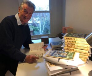 Michael Palin Instagram - Santa’s Grotto. Somewhere in North London. Working to sign your Christmas orders before the white beard and the reindeer arrive. So sorry if we miss some of them, but they’ll be personally dedicated as fast as possible.