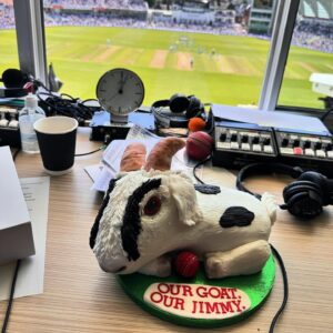 Michael Vaughan Instagram - Afternoon all .. Lovely GOAT delivered to the @bbccricket box .. @jimmya9 🐐😜