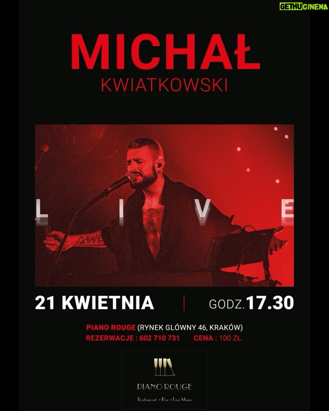 Michal - 510 Likes - Kochani! Z wielkim wzruszeniem ogłaszam Wam mój pierwszy solowy koncert w Krakowie! Widzimy sie 21 kwietnia w Piano Rouge! Jestem zachwycony. Czekam na Was ❤️ Rezerwacje: 602 710 731 #krakow #michalkwiatkowskilive #pianorouge