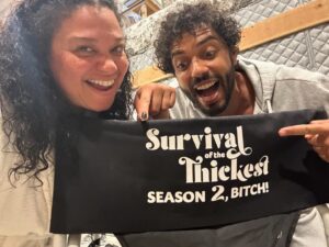 Michelle Buteau Instagram - two is my lucky number ✌🏽

#survivalofthethickest 
#seasontwo
#allidoistwintwintwin