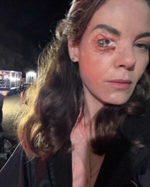 Michelle Monaghan Instagram - Just a regular Friday night making @maxxxinemovie with the great Ti West!!🩸Who’s seeing the movie this weekend!?! In theaters now in the US and UK! A special out to special effects makeup artist Kevin Wasner @wasnerkevin making all our gory dreams come true! ⚡️🙌⚡️#bts