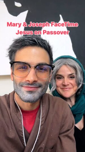 Micky Shiloah Instagram - Mary & Joseph FaceTime Jesus on Passover… and try not to make it awkward! @trujeanbutler 

#maryandjoseph #jesusmaryandjoseph #jesus #christian #jewish #passover #passover2024 #chagsameach #pesach #happypassover #comedy #funny #parents #parentsbelike #biblical #newyork #jewishparenting #snl #saturdaynightlive