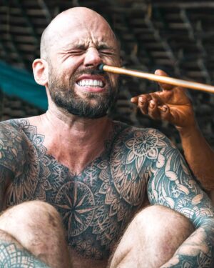 Mike Corey Instagram - Blending in like a fluorescent marshmallow 
Spent 72h with this amazing tribe in the Amazon. 
The Yanomami live on the border between Venezuela and Brazil. 
Their days are spent hunting, fishing, and blowing psychedelic Yopo power in their noses to battle spirits. I tried to go to war with them, it didn’t go so well…. 

Video is now live on YT! Who’s seen it?
Big love to @vidafuria for hosting us in Venezuela!
Photos by @rodrigoungaro