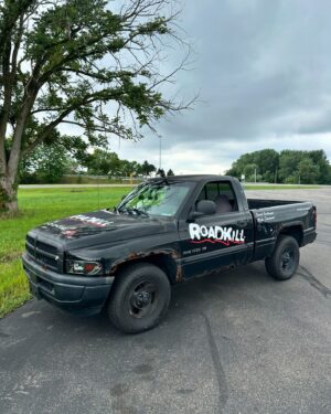 Mike Finnegan Instagram - Roadkill Nights powered by @dodgeofficial is returning to M1Concourse in Pontiac, Michigan with street legal drag racing on the famed Woodward Ave this Saturday. This is the steaming pile of crap that Freiburger and I are racing. After our first pass we are getting out the sawzall and cutting everything off the truck that doesn’t make it run so that we can go quicker. Kinda like the Vette Kart but with a side of tetanus.  Hope to see you there!