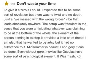 Mike Pecci Instagram - I agree! Don’t waste your time and ask to see my film 12 Kilometers. Haha Damn director goes artsy again! Is there anything worse than an artsy director getting in the way of a twist?! Come on dude, drop the dread and focus on the jump scares, am I right?!