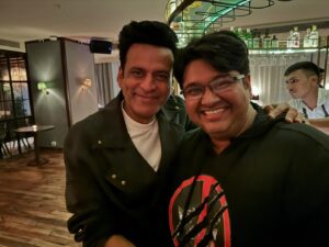 Milap Zaveri Instagram - Wonderful celebrating the super success of #SirfEkBandaaKaafiHai and #Bhaiyyaji with the legendary @bajpayee.manoj sir and @vinod.bhanushali sir! Always wishing them loads and loads of success! ❤️