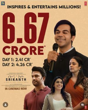 Milap Zaveri Instagram - A bio pic about a blind entrepreneur gives @rajkummar_rao his best solo opening since the pandemic and one of his best openings ever. A film without any action, sex, masala, item songs. Just heart! Hats off to @tusharhiranandani for following his heart! And to @nidhiparmarhira for being his heart! ❤️ Bhushan sir as always supports film makers with all his strength! @shivchanana is a great warrior who does all for his directors! @jyotika at this rate will become the new lucky charm for Hindi films!!! 🤩😍 @sharadkelkar you shine in your nicest role. Like the nice guy you are in real life! @alayaf keep going from strength to strength!!! Kudos to the entire team! Watch #Srikanth NOW in cinemas! 👏