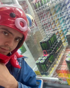 Miles Robbins Instagram - What if we kissed inside the monster energy drink claw game? This is the question I will be asking tonight at @hellphonebrooklyn alongside my b3b accomplices @colevelev and @ameliaholt. I’m keeping the energy hi to combat my jet lag.. expect a hot and tekky time tonight in Brooklyn’s mom and pop Techno Shop. Flyer by @cristalabella ❤️