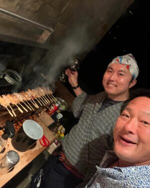 Ming Tsai Instagram - Simply delicious Yakitori from the one and only @yakitoriguy Domo Arigato Chef, Daniel and Oleg & Heather. #totemooishii #therealdeal #authenticyakitori #master #attitudeofgratitude