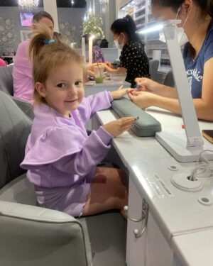 Missy Franklin Instagram - I’ve always been more of an experience person than a gift person. When I asked Cait Cait what she wanted for her birthday this year, the one thing she really asked for was to go and get her nails done. 

Let me tell you, watching my three year old getting SO excited to pick out her color (her favorite blue, of course💙) sit there as still as possible and be so patient while they dried, almost brought me to tears. 

Being a mom and having a daughter is magical in a million ways. But one of my favorites is a child’s ability to make a random Tuesday with no significance whatsoever, one of the most magical days of your life. Getting my nails done with my daughter is something I’ve always dreamt of doing, and I can’t believe I’m actually getting to do it. 

Cait Cait, you are pure magic. You’re my best friend. And I can’t believe I’m one of the luckiest people in the world to have a front row seat to your life. 

PS: Mom’s. Fair warning. Nail polish makes your child look at least three to four years older. Prepare emotionally.