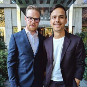 Mitchell Moffit Instagram - Got all fancied up and snazzy last night 💅🎩 to host the premiere of Couple Thinkers, which is a new show coming out this October - How do we look? 👬 #NeverStopLearning
