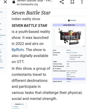 Mohd Talib Instagram - coming soon #sevenbattlestar 

.
.

Famepedia.
.
.
.
.
.
.
#sevenbattlestar #sbs #sbsrealityshow #sbsindianrealitydshow, #bouncerproduction #bpflixtv #bpflixtv #bpflix #tv