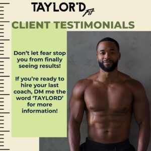 Monte Taylor Instagram - The results speak for themselves! Don’t just take my word for it!

Here’s a few testimonials from some of my favorite clients who’ve been prioritizing their health and reaching new heights with their physical and mental health!

Don’t let fear stop you from being up next to finally see results! 

DM me the word ‘TAYLORD’ for more information!

#testimonial #clientlove #fitnesscoach #fitnessandhealthgoals