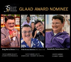 Murray Hill Instagram - Thank you @glaad for the nominations. It's truly an honor to represent guys like me. 

✨ Drag Me To Dinner @hulu 

✨ Pride Across America @abcnews 

✨ Somebody Somewhere @hbo

"If you don't see yourself represented then go out and represent yourself."

S H O W B I Z !

Thanks for all the support from the cast and crew...and thank YOU for watching🤵🏻‍♂️Love ya, Murray
