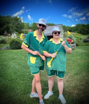 Murray Hill Instagram - ⛳️ Had a wonderful weekend in The Catskills hosting the @puttputtvanwinkle 2nd Annual Murray Hill Bovina Classic Mini-Golf Tourney🏌🏻‍♂️w/my gr8t pal @champagne_jerry 🏆 Congrats to all the players! We'll be back next year!! Big shout out to Scott Hill & Brooke Anderson-the masterminds behind Putt Putt Van Winkle. Thank you to @municipal @harryarnett for proving the amazing sports gear for the players! Check my stories for event photo dump! ...and yes, Neal and I are wearing matching terry cloth outfits @tombolocompany 🏨 We stayed in the BEST UPSTATE HOTEL @woodstockwayhotel TY @mary_giuliani 🥰 #showbiz #thisis50 #catskills #minigolf