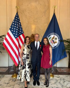 Natalie Portman Instagram - So proud of my friend Lawrence Yanovitch for his legion of honor award celebrated tonight at the American embassy with US ambassador to France and Monaco Denise Bauer. Thank you, Lawrence for your lifetime of service to helping lift the most vulnerable communities out of extreme poverty and shifting institutional wealth to combat climate change.