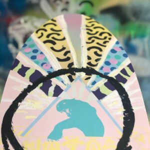 Natas Kaupas Instagram - I was signing some decks to put up on the shop site, and thought the pink decks made a nice canvas for painting. I kept to the 80’s theme. One of a kind, hand painted decks are up now on the Natas Shop site.