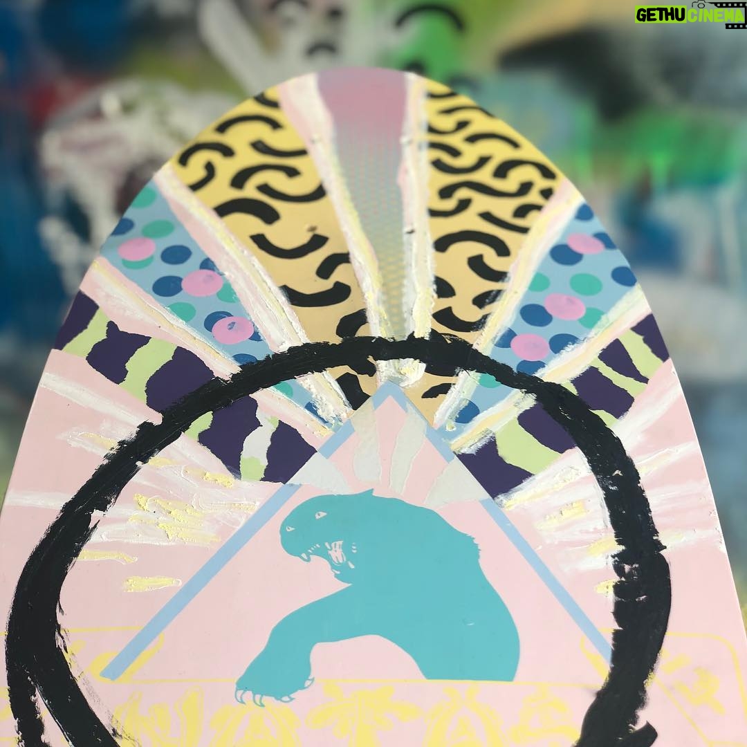Natas Kaupas - 2.2K Likes - I was signing some decks to put up on the shop site, and thought the pink decks made a nice canvas for painting. I kept to the 80’s theme. One of a kind, hand painted decks are up now on the Natas Shop site.