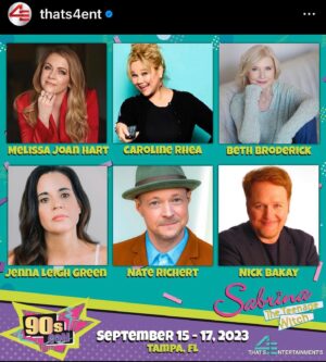Nate Richert Instagram - Another #90scon This time it’s in Tampa! @thats4ent @melissajoanhart @carolinerhea4real @bethabroderick  @jennaleighgreen @nick.bakay #sabrinatheteenagewitch
