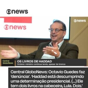 Natuza Nery Instagram - 📚 Na #CentralGloboNews desta quinta-feira (25), @octavioguedes fez uma “denúncia” descontraída sobre o ministro da Fazenda, Fernando Haddad: Ele está descumprindo uma determinação presidencial. Há um racha no governo. O Lula falou o quê? ‘Ô Haddad, para de ler livro e vai conversar com deputado’”, disse Guedes, que apurou que Haddad não está fazendo o que o presidente pediu. Mais do que isso, descobriu até os livros de cabeceira do ministro.

💬 “Hoje, eu perguntei para o (presidente da Câmara dos Deputados, Arthur) Lira se o Haddad estava lendo livro demais e parando de conversar, e ele falou: ‘Não parou de conversar, não’, e aí fui saber com o Haddad se ele estava lendo livro ou não. Descobri que, numa atitude de desafio à autoridade presidencial, ele continua lendo. Eu trouxe até o livro que ele está lendo no momento, e são dois do mesmo autor, (...) porque ele já tem um livro que já vai emendar.

“Se isso não é a denúncia mais grave que nós temos nesta semana, um descumprimento de uma orientação, uma afronta a uma ordem presidencial, eu não sei mais o que é respeito à hierarquia. (São) dois livros na cabeceira, Lula. Dois, e de um historiador alemão. Como é que alguém, com ‘pouco’ problema que tem, ainda chega em casa e ‘vou relaxar. Vou ler teoria dos conceitos’?”. 

Assista ao vídeo e saiba quais são os livros do momento do ministro Haddad... E a opinião breve, sucinta de @natuzanery sobre as obras. 😅

➡ Acompanhe as atualizações na #globonews #jornalismo #notícias