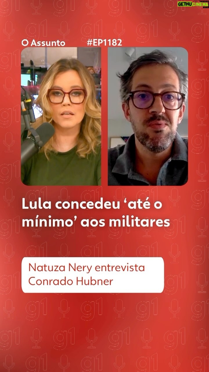 Natuza Nery - 1.6K Likes - 🎧 #OAssunto - Sob ordens do presidente Lula (PT), o governo vetou todos os eventos sobre a memória dos crimes cometidos pela ditadura militar. #OAssunto de hoje com @NatuzaNery debate essa nova tentativa de conciliação entre os poderes de Estado e a cúpula das Forças Armadas 60 anos após o golpe. O convidado é o professor de Direito da USP Conrado Hübner Mendes. Ouça no #g1, no #YouTube ou em sua plataforma de áudio preferida.