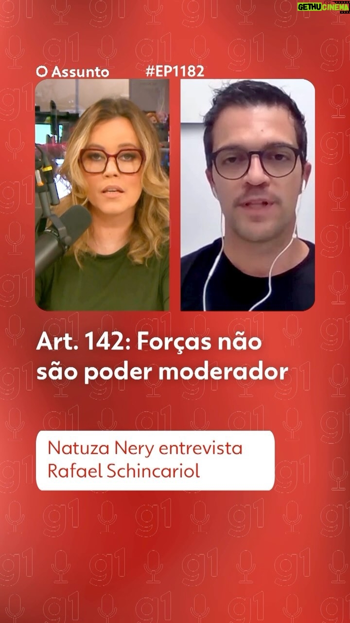 Natuza Nery - 1.6K Likes - 🎧 #OAssunto - O Supremo Tribunal Federal está julgando os limites para a atuação das Forças Armadas. @NatuzaNery conversa com o coordenador de relações institucionais do Instituto Herzog, Rafael Schincariol, sobre a importância dessa votação.
O episódio de hoje debate a nova tentativa de conciliação com os militares 60 anos após o golpe. Ouça no #g1, no #YouTube ou em sua plataforma de áudio preferida.
