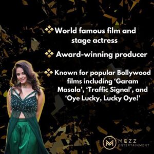Neetu Chandra Instagram - Please join us in welcoming our newest client into the Mezz family: award-winning actress and producer Neetu Chandra💛🖤 Neetu has starred in numerous popular Bollywood films including ‘Garam Masala’, and was most recently seen as the lead in the North American tour of the musical ‘Umrao Jaan Ada”. She has also done a Hollywood film ‘Never Back Down: Revolt’ which is available on Amazon Prime👏 We’re happy to have you!

#newclient #neetuchandra #actress #bollywood #hollywood #artistmanagement #mezzentertainment #popculture #artist