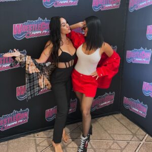 Nikki Garcia Instagram - Booonitaaa Army!!! 💋 You all were SO amazing today at WrestleCon 🥹 Your continued love and support just melts me! Truly makes my heart so happy! Thank you!!! Thank you to @bigeventny as well for bringing us out to Cleveland. 🙏🏼 @brie and I just loved seeing some of our favorite legends and fam today… Candice, Lisa Marie, Torrie and Mickie! 😍🔥🫶🏼

PS I haven’t had a good nights sleep in weeks so the last slide yes is me doing skin care routine on the plane lol one thing I have noticed being 40 is that when you don’t sleep…. it shows! lol Can’t wait to hold my baby boy in a few!! Sending love and light to you all! 😘✨❤️‍🔥