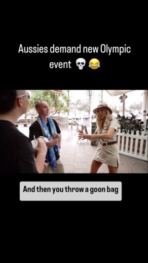 Nikki Osborne Instagram - Goon Bag Bin Chicken Waterpolo anyone?! Bush Barbie hit the streets to see what sports Australians really want. #comedy #reels #olympics #bushbarbie #funny #fyp #foryou #paris #brisbane2032 #viral @bigyellowtaxiproductions