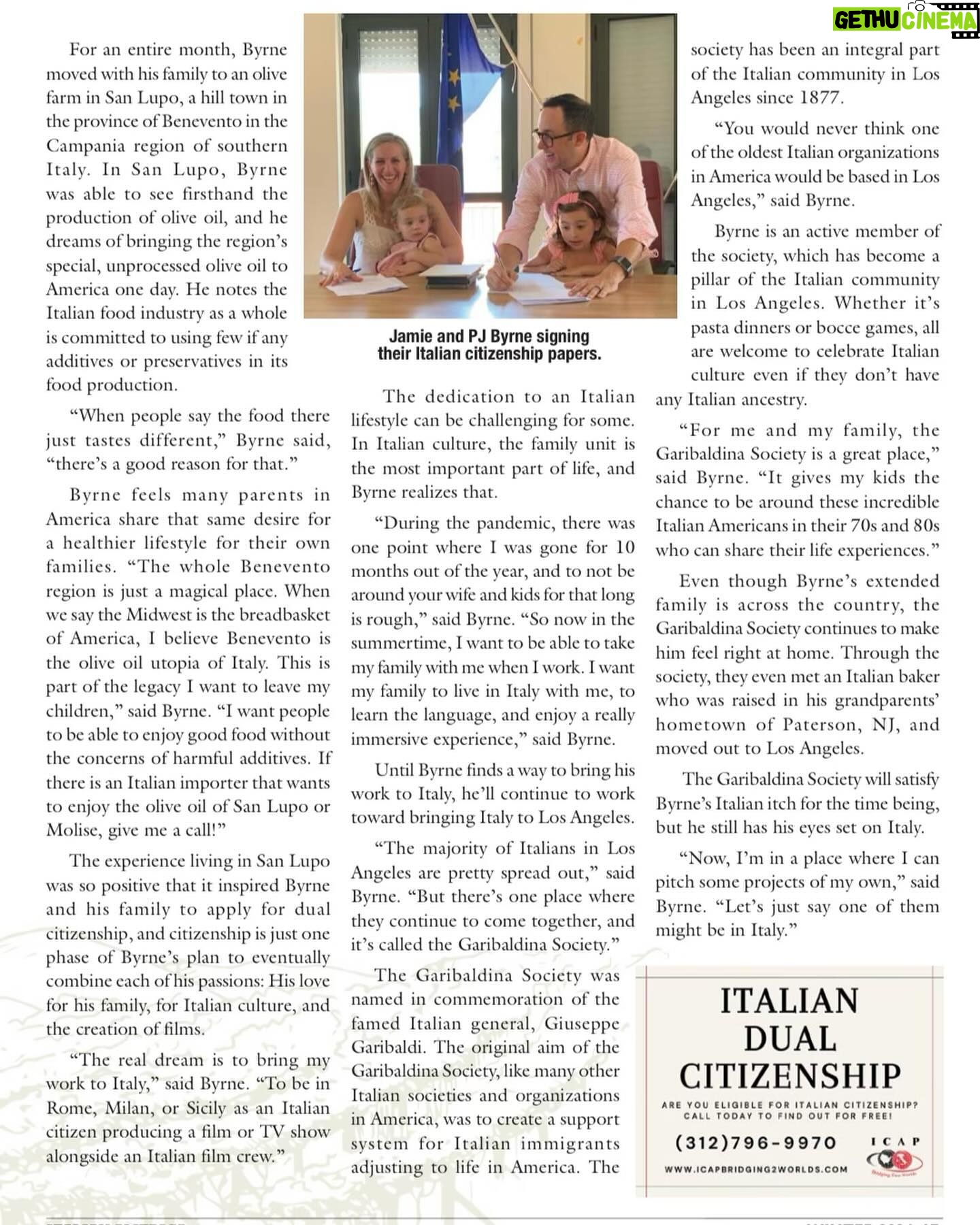 P.J. Byrne - 510 Likes - Being in #ItalianAmerica by the @sons_of_italy is bigger than @gq for me! Maybe @gqitalia could top it… maybe! Thanks @anthonysciarratta ! Gooo @garibaldinasociety !!!