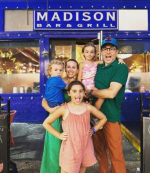 P.J. Byrne Instagram - The little girl in the front is named after the Bar in the Background! @_madisonbarandgrill ! Amen to meeting  my ❤️ @jaimebyrneevents there …. Xoxox and Happy Anniversary !! 7-7-07