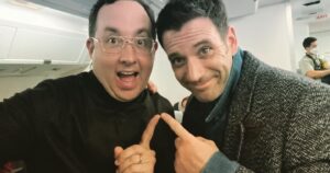 P.J. Byrne Instagram - I’m Him and He’s Me!! I’m a Reverend who takes his $1.6 million and has a hell of a good time and he’s (@colindonnell )a criminal who takes my collar to hide out! I’ve never looked sexier! And the last pic is our show-runner @paddy.macrae … legend in the making!!! Love the cast! Love the show! #Irreverent airs November 30 on @peacocktv !!!!!