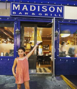 P.J. Byrne Instagram - The little girl in the front is named after the Bar in the Background! @_madisonbarandgrill ! Amen to meeting  my ❤️ @jaimebyrneevents there …. Xoxox and Happy Anniversary !! 7-7-07