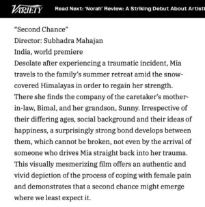 Pan Nalin Instagram - Breaking News: Subhadra Mahajan’s debut feature SECOND CHANCE to make its World Premiere in Karlovy Vary. 

SECOND CHANCE is the only Indian film to make a cut in the 58th Karlovy Vary’s official competition.

We are all super excited for the world to discover this new voice and vision from India. 

Starring @dheerajohnson_ 

#indiancinema 
#cinema 
#firstfeature 
#womenincinema 
#worldpremiere