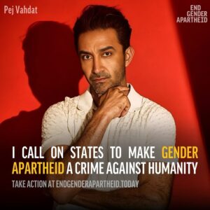 Pej Vahdat Instagram - I joined international jurists and human rights defenders in signing onto a joint letter and underlying legal brief urging States to include the crime of gender apartheid in the draft crimes against humanity (CAH) treaty. 
 
Women and girls who live under the Taliban in Afghanistan and the Islamic Republic in Iran are battling extreme, institutionalized and systematized gender-based oppression and domination. This treatment has a name: gender apartheid. 
 
The UN General Assembly’s Sixth Committee (Legal) is scheduled to debate the proposed CAH treaty in October. Member States have the choice to recognize the CAH of gender apartheid in the treaty. Codifying this crime will provide the international community with the necessary tools to mobilize against apartheid regimes and hold perpetrators of gender apartheid accountable.  
 
We can’t miss this chance to make gender apartheid a crime recognized under international law.  
And then at the bottom 

#EndGenderApartheid
@endgenderapartheid.today
@slpjustice