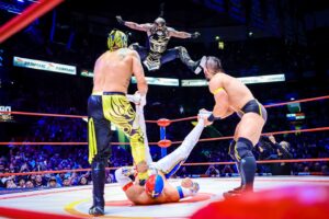 Pentagón Jr. Instagram - ¡El Death Triangle se presentó en la Arena México representando a #AEW! Los Lucha Brothers y PAC fueron descalificados ante Místico, Volador Jr. y Máscara Dorada, el Dream Team del #CMLL. 
📸 @elfotografodelasluchas 

#LuchaLibre #LuchaLibreMexicana #Luchador #Wrestling #MexicanWrestling #follow #ViernesEspectacularCMLL