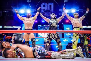 Pentagón Jr. Instagram - ¡El Death Triangle se presentó en la Arena México representando a #AEW! Los Lucha Brothers y PAC fueron descalificados ante Místico, Volador Jr. y Máscara Dorada, el Dream Team del #CMLL. 
📸 @elfotografodelasluchas 

#LuchaLibre #LuchaLibreMexicana #Luchador #Wrestling #MexicanWrestling #follow #ViernesEspectacularCMLL