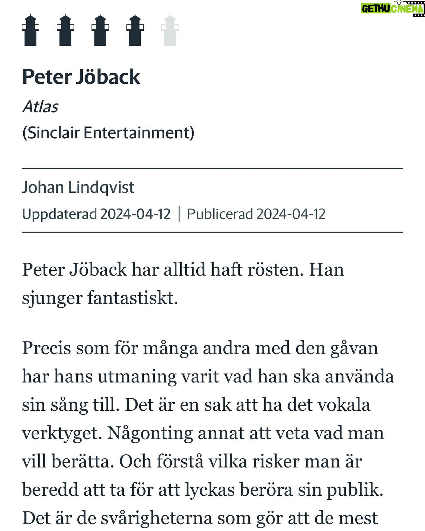 Peter Jöback - 1K Likes - Väldigt glad för denna i Göteborgs-Posten!