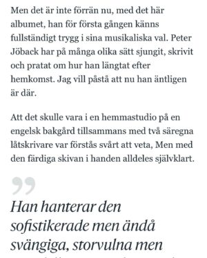 Peter Jöback Instagram - Väldigt glad för denna i Göteborgs-Posten!