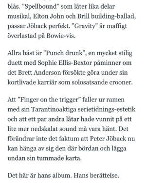 Peter Jöback Instagram - Väldigt glad för denna i Göteborgs-Posten!