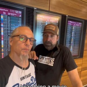 Peter Stormare Instagram - Peter und Peter. In Berlin. Doing what?🥷
More to come!

Thank you, my friend! @therealstormare 

#petertagtgren #peterstormare #painband #shooting #berlin