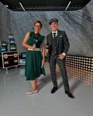 Pol Espargaró Instagram - • @izaskunruizgp & Pol Shelby on the 75 anniversary @dazn_es @motogp 😜