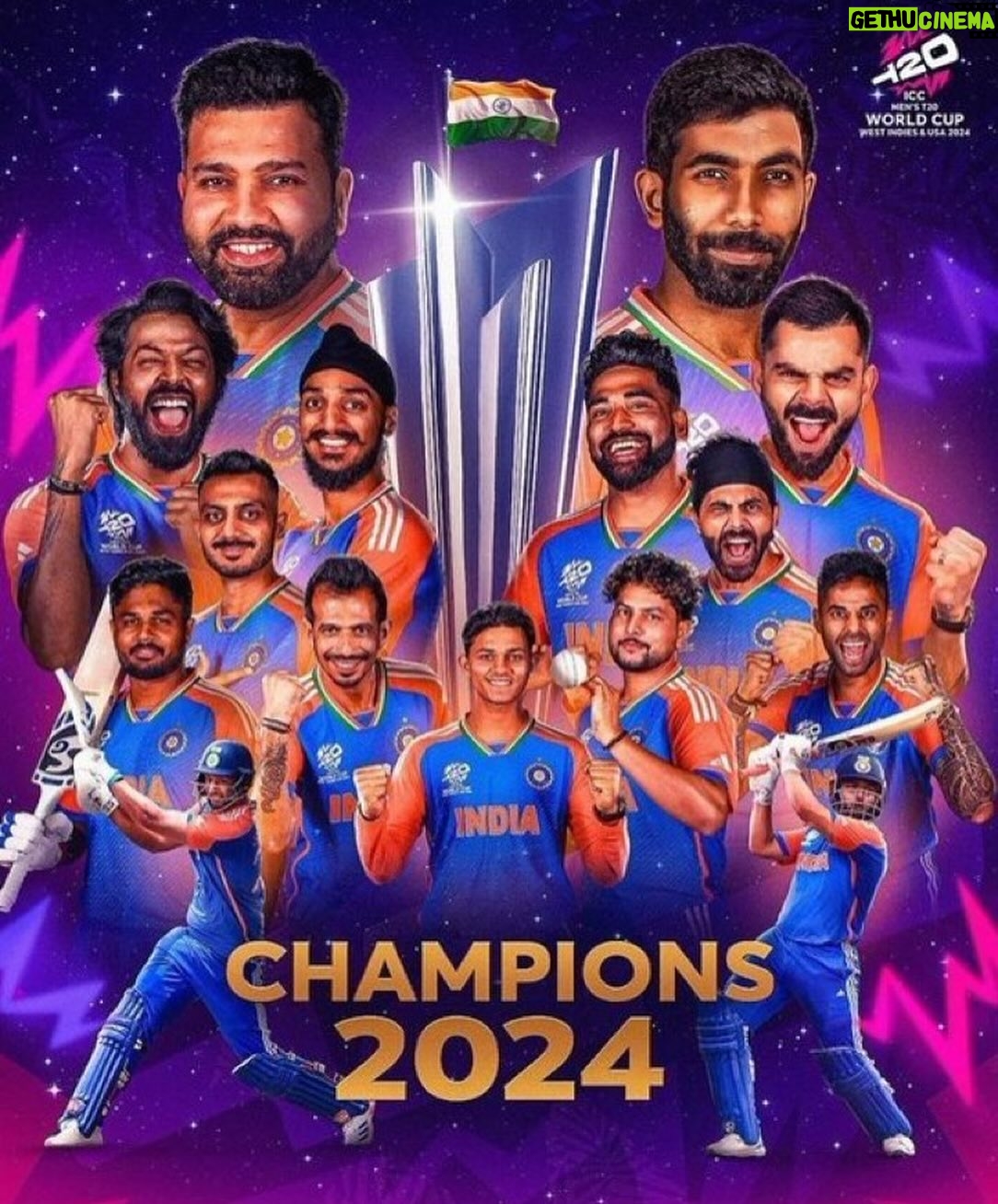 Preity Zinta - 690.4K Likes - What an unbelievable victory 🇮🇳 What a team and what a Game 👏🏏❤️🧿 A perfect end to a perfect tournament. An undefeated team, an end of an era & the greatest goodbye ever ! A BIG THANK YOU 🙏🙏 to the Indian Cricket team for making us so PROUD & for the tears of happiness. What captaincy by @rohitsharma45 ! @virat.kohli you have my heart. There will never be another like you. @jaspritb1 you beauty. So proud of you @_arshdeep.singh__ What a catch @surya_14kumar What an unbelievable performance @hardikpandya93 & Wow @akshar.patel . I could see the hunger to win in every player & I’m so overwhelmed & happy… in fact I have an ear to ear grin plastered on my face since yesterday & it refuses to go 😁😁😁 🏆🏆🏆#Winners #Victory #Cricketworldcup2024 #T20WorldCup #Champions #Ting
@indiancricketteam
