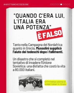 Priscilla Drag Instagram - Posted @withregram • @abolizionesuffragiouniversale No, quando c’era lui non si bonificavano tutte le paludi. E i treni non arrivavano in orario.

Ma ok, facciamo pure finta di sì.

Davvero ritenete che la vostra libertà di pensiero, di parola, di associazione e i vostri diritti alla salute, al voto e all’istruzione siano sacrificabili per un ettaro in più di palude bonificata?

Viva il 25 aprile.
Viva la Liberazione.

(Per approfondimenti, si consiglia la lettura del libro “Mu*solini ha fatto anche cose buone” dello storico Francesco Filippi)