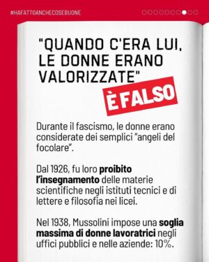 Priscilla Drag Instagram - Posted @withregram • @abolizionesuffragiouniversale No, quando c’era lui non si bonificavano tutte le paludi. E i treni non arrivavano in orario.

Ma ok, facciamo pure finta di sì.

Davvero ritenete che la vostra libertà di pensiero, di parola, di associazione e i vostri diritti alla salute, al voto e all’istruzione siano sacrificabili per un ettaro in più di palude bonificata?

Viva il 25 aprile.
Viva la Liberazione.

(Per approfondimenti, si consiglia la lettura del libro “Mu*solini ha fatto anche cose buone” dello storico Francesco Filippi)