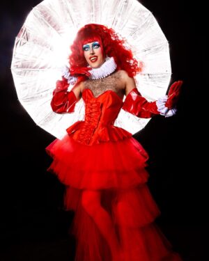 Pythia Instagram - Is this tutu much? ❤️‍🔥 The roast episode resurfaced some trauma in me ngl! 😂 So in honour of last nights runway, here’s a tutu look I wore for the live CDR2 finale event back in December! 🤡🩰 
.
Pic by @dragcoven 
.
#rupaulsdragrace #rpdr #canadasdragrace