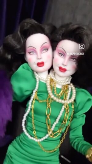 Pythia Instagram - Two headed oracle Barbie! Sacrificial altar and crystal ball chamber not included! 🔮🏛️✨ A little WIP video made by the amazing talented @erikadesign05 who created the custom fashion (including accessories, props and photos!) for this doll as well as hair styling, and repaint of the faces by me! :) Go give her a follow and check out the rest of her amazing work! 

Also thank you for all the love in the last post… we may just have to create a few more one of a king pieces and put them up for sale! Stay tuned 👀