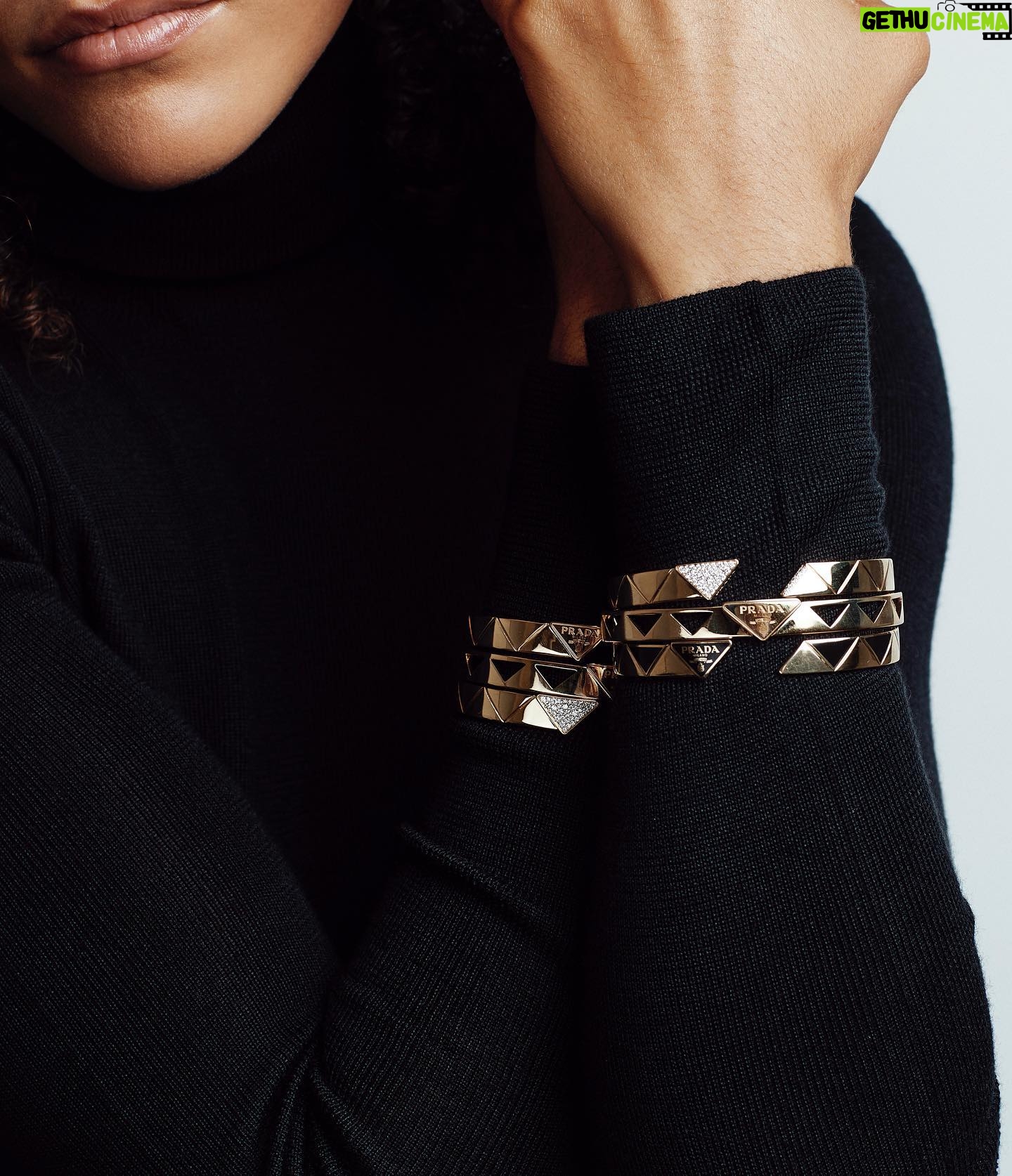 Quintessa Swindell - 44.1K Likes - Excited to share a lil something with Prada, the first global brand to use 100% certified gold standards for their sustainable jewelry collection- Eternal Gold. <3 #ad @prada #PradaFineJewelry 🖤